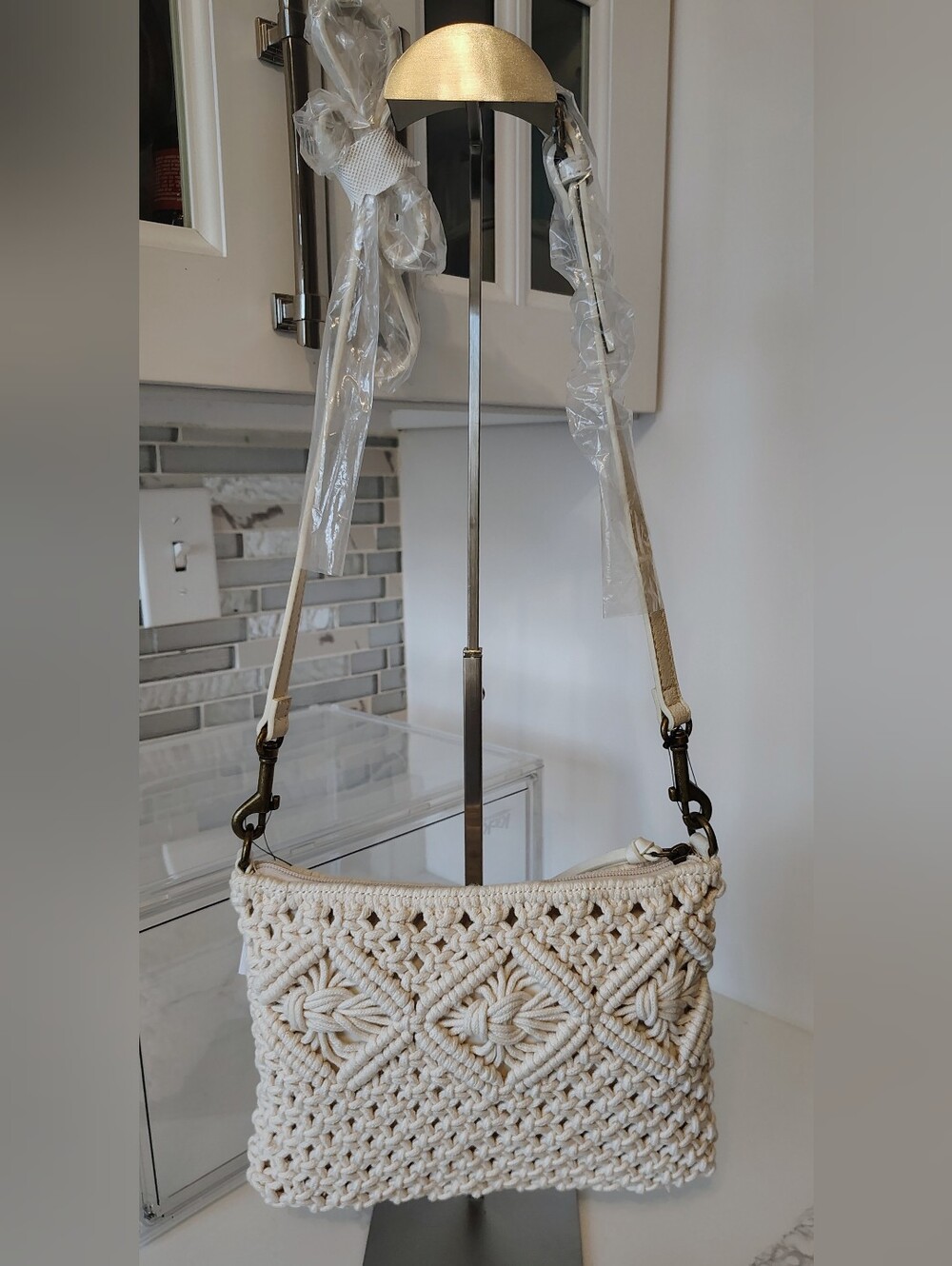 NWT Sonoma Crossbody Bag - Woven Macramé in Cream